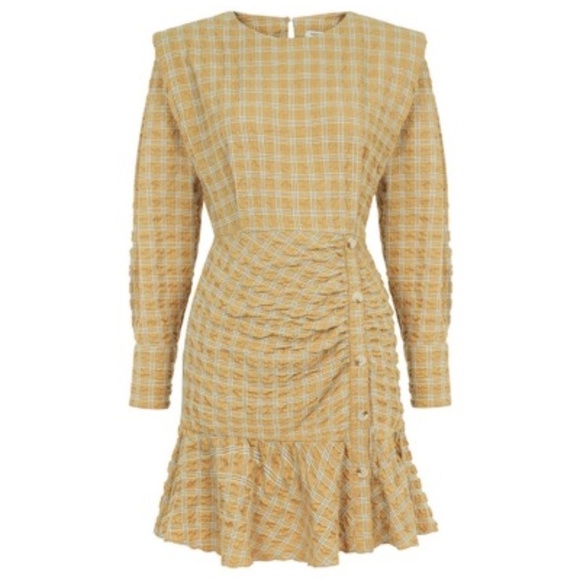 Nocturne Plaid Shoulder Pad Mini Dress 38 - Picture 1 of 14